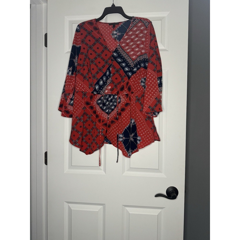 Lane Bryant Bandana Print Drawstring Tie Waist  14/16 Red White Blue  Nwt 59.95